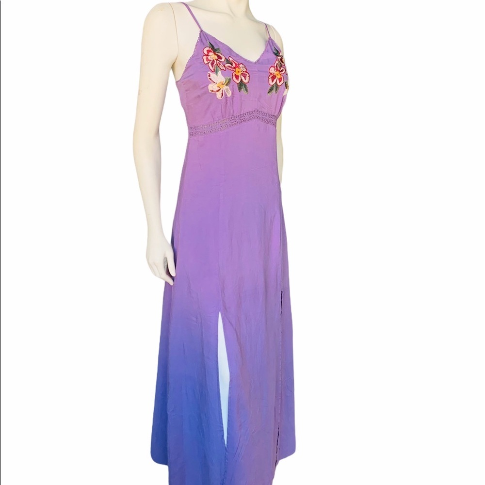 Entro Embroidered Long Slit Front Dress